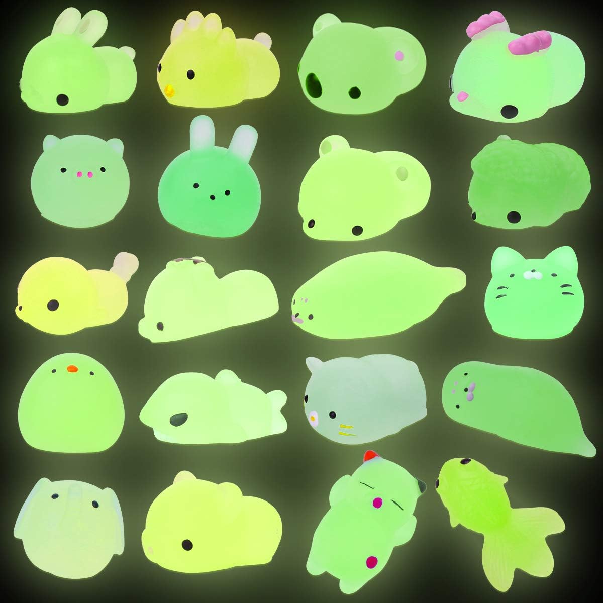 Leuchtende 30er-Pack Mini Mochi Squishies – Kawaii Anti-Stress Spielzeug