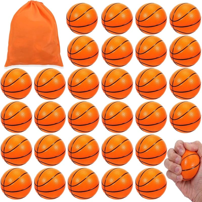30 Stück Mini Basketball Stressbälle, 6,3 cm für Kinder und Erwachsene