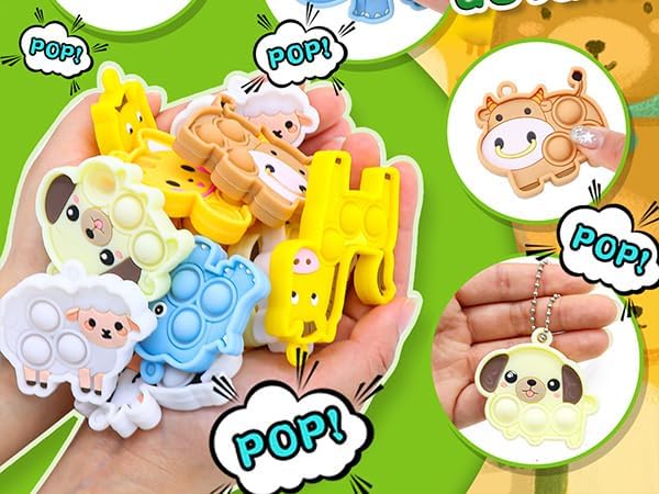 Tierische Fidget-Spielzeuge für Kinder – 30er Set Schlüsselanhänger zum Stressabbau
