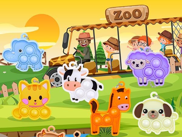 Tierische Fidget-Spielzeuge für Kinder – 30er Set Schlüsselanhänger zum Stressabbau