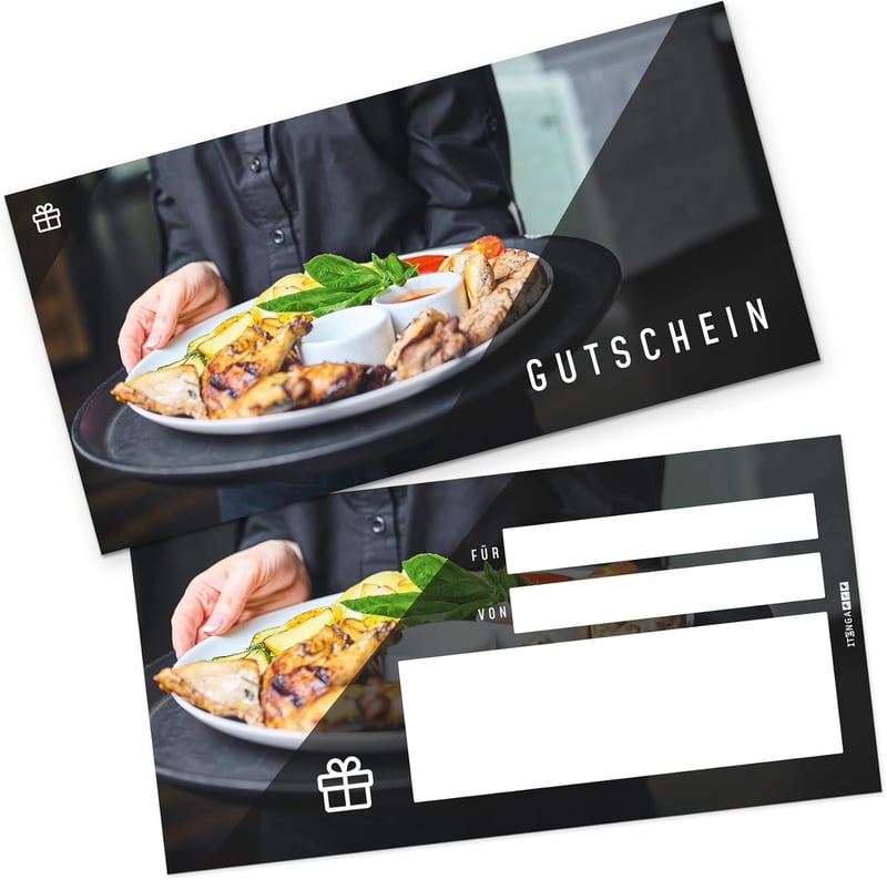 Geschenkgutschein für Restaurantbesuch – 21x10,5cm Postkarte
