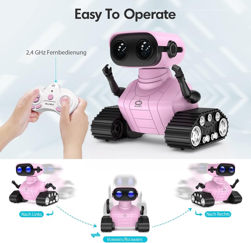 Wiederaufladbarer RC-Roboter mit LED-Augen und Musik – Spielzeug für Kinder ab 3 Jahren