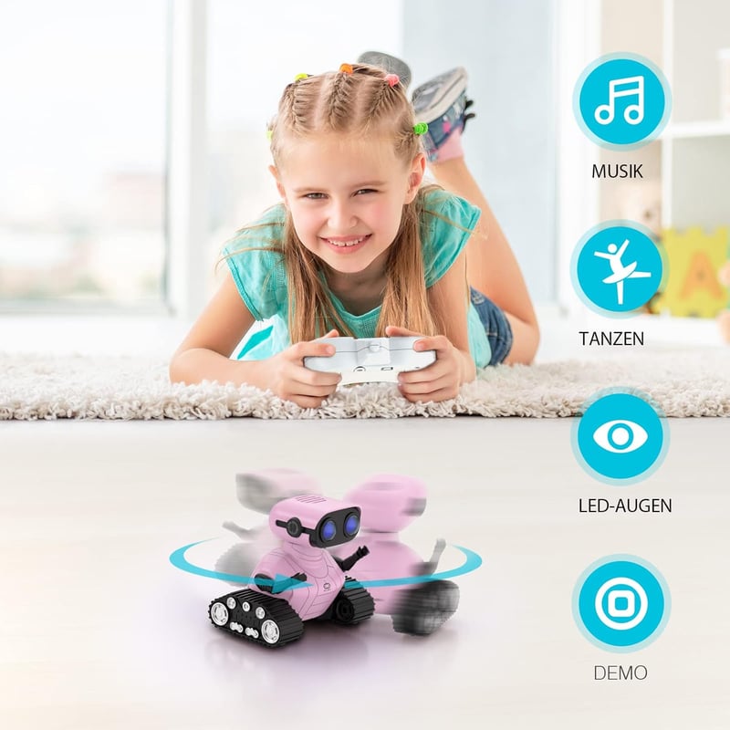 Wiederaufladbarer RC-Roboter mit LED-Augen und Musik – Spielzeug für Kinder ab 3 Jahren