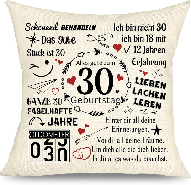 30. Geburtstag Kissenbezüge für Frauen, 1 Stück (45x45cm)