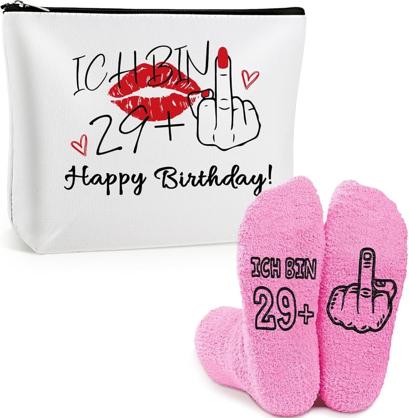 Witziges 30. Geburtstagsgeschenk für Frauen mit Kosmetiktasche und Socken