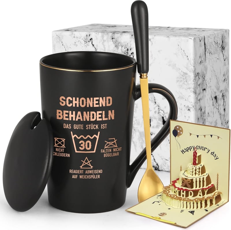 30. Geburtstag Kaffeetasse für Frauen mit Spruch, 400ml schwarz