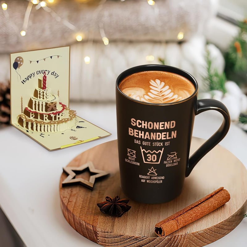 30. Geburtstag Kaffeetasse für Frauen mit Spruch, 400ml schwarz