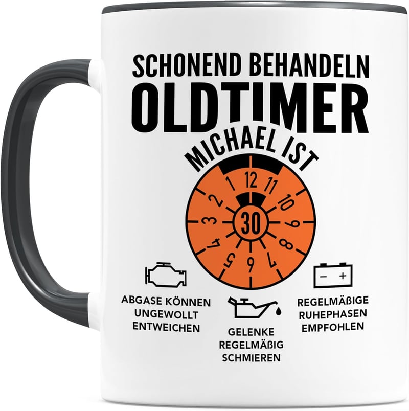 Personalisierte Oldtimer-Tasse für Männer zum 30. Geburtstag, 330 ml