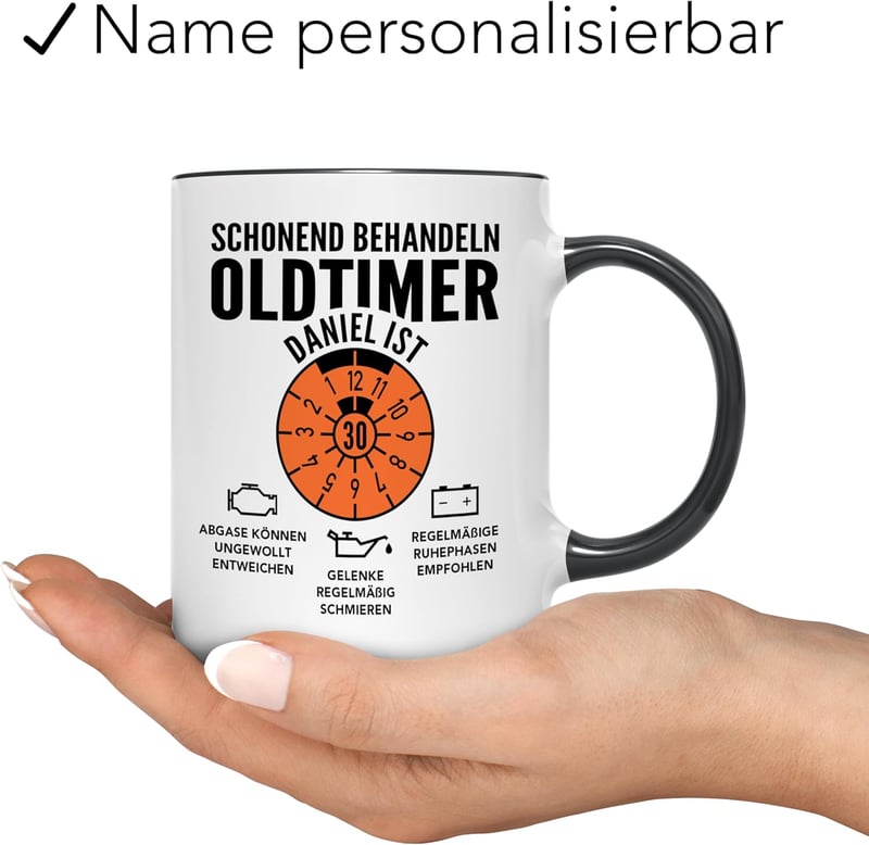 Personalisierte Oldtimer-Tasse für Männer zum 30. Geburtstag, 330 ml