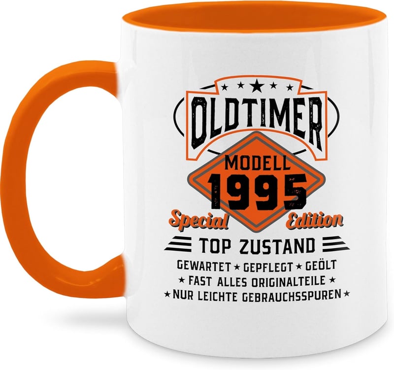 30. Geburtstag Tasse Oldtimer Modell 1995 - 325ml schwarz-orange