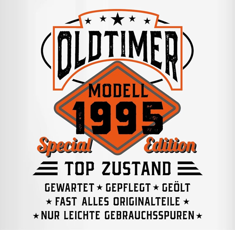 30. Geburtstag Tasse Oldtimer Modell 1995 - 325ml schwarz-orange