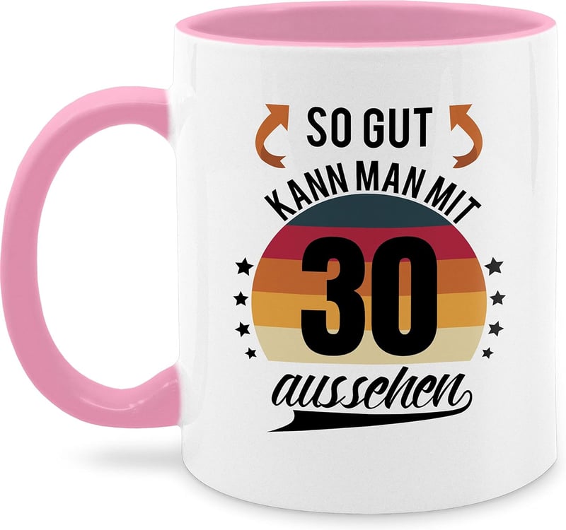 Tasse 325 ml - Retro Sonne - perfekt zum 30. Geburtstag für Frauen