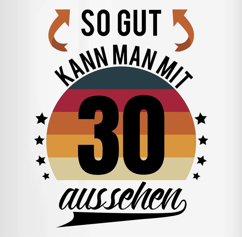 Tasse 325 ml - Retro Sonne - perfekt zum 30. Geburtstag für Frauen
