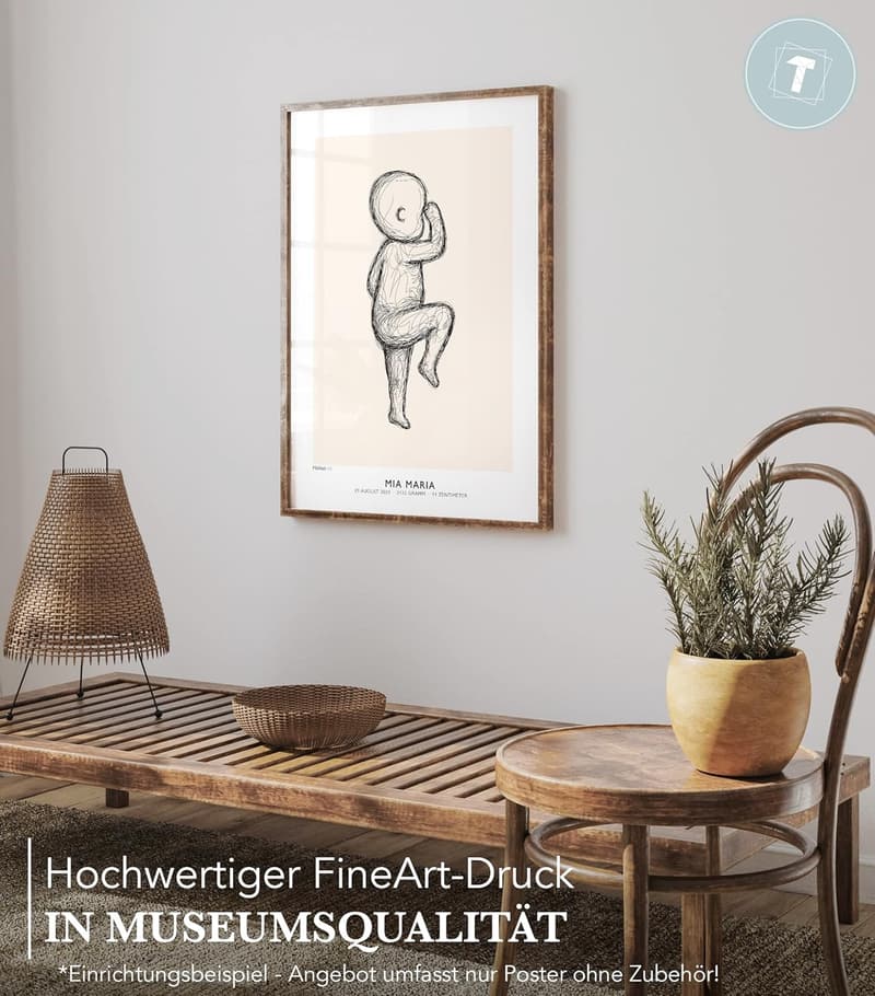Personalisierte XXL Geburtsposter für Babies im Maßstab 1:1, DIN B2