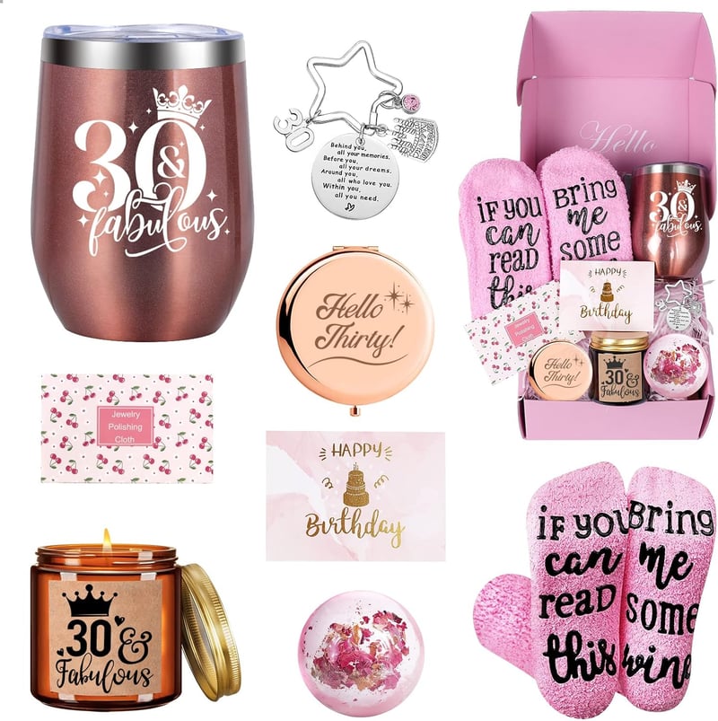 Personalisierter Geschenkkorb zum 30. Geburtstag für Frauen