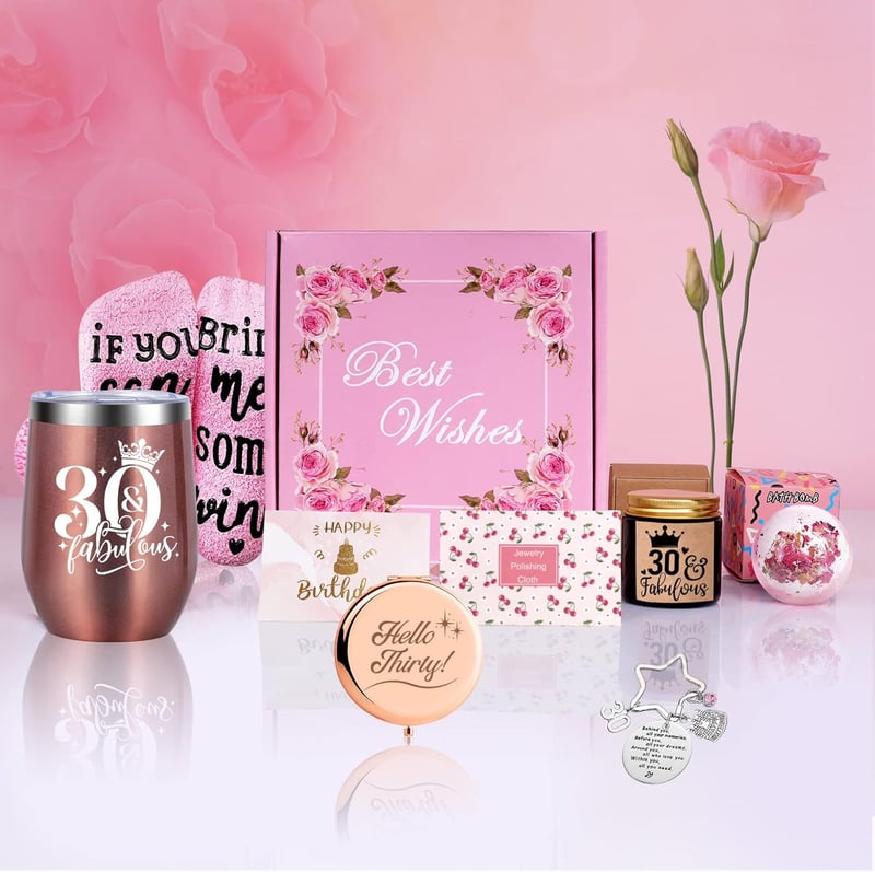 Personalisierter Geschenkkorb zum 30. Geburtstag für Frauen