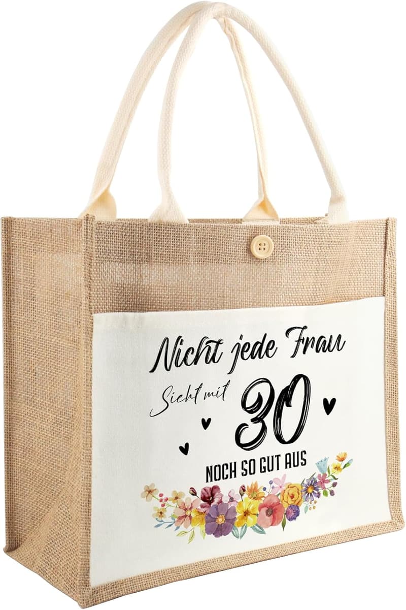 Jutetasche für Frauen - Geschenk zum 30. Geburtstag