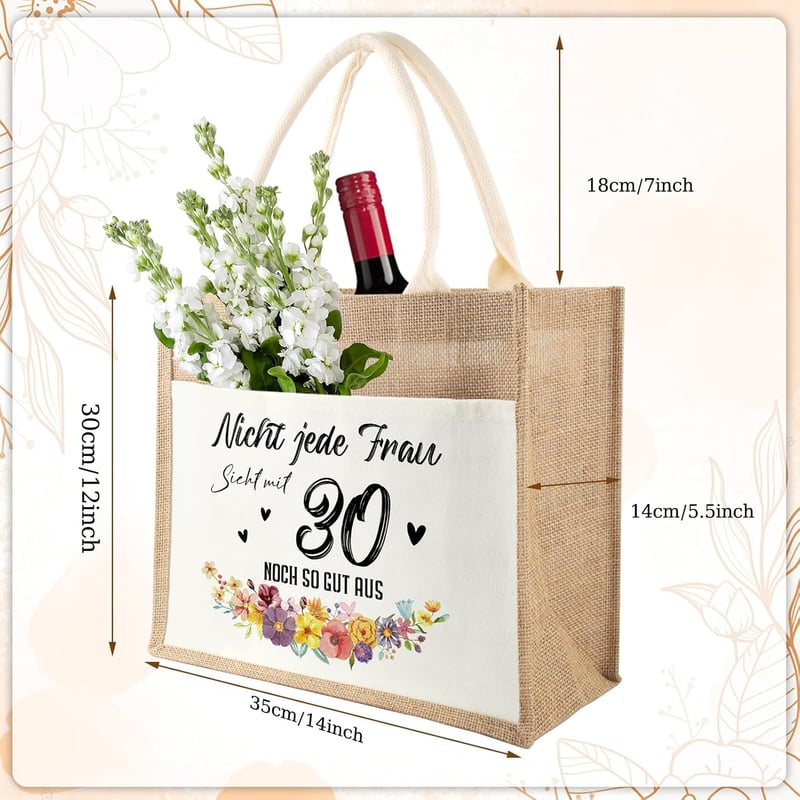 Jutetasche für Frauen - Geschenk zum 30. Geburtstag