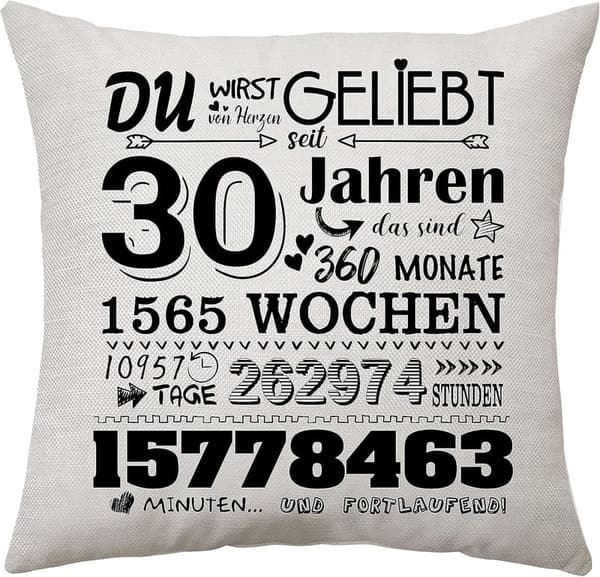 30. Geburtstag Kissenbezug für Männer und Frauen, 45x45 cm