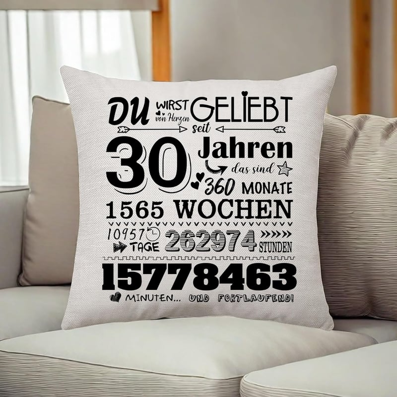 30. Geburtstag Kissenbezug für Männer und Frauen, 45x45 cm