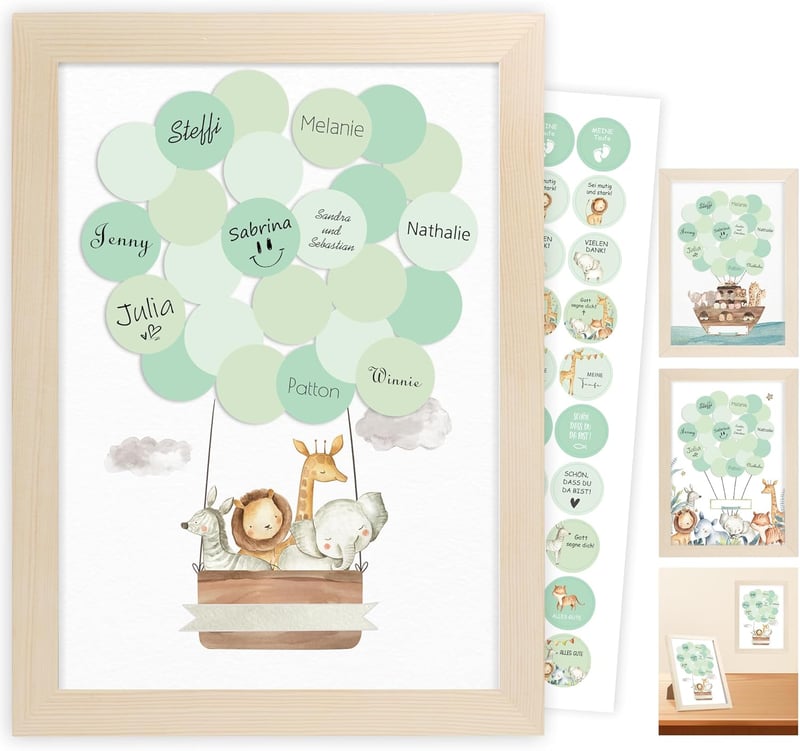 Gästebuch zur Babyfeier – Neugeborenen Geschenk für Mama aus Holz