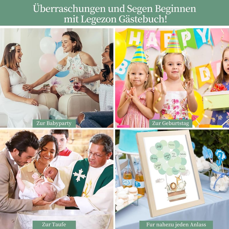 Gästebuch zur Babyfeier – Neugeborenen Geschenk für Mama aus Holz