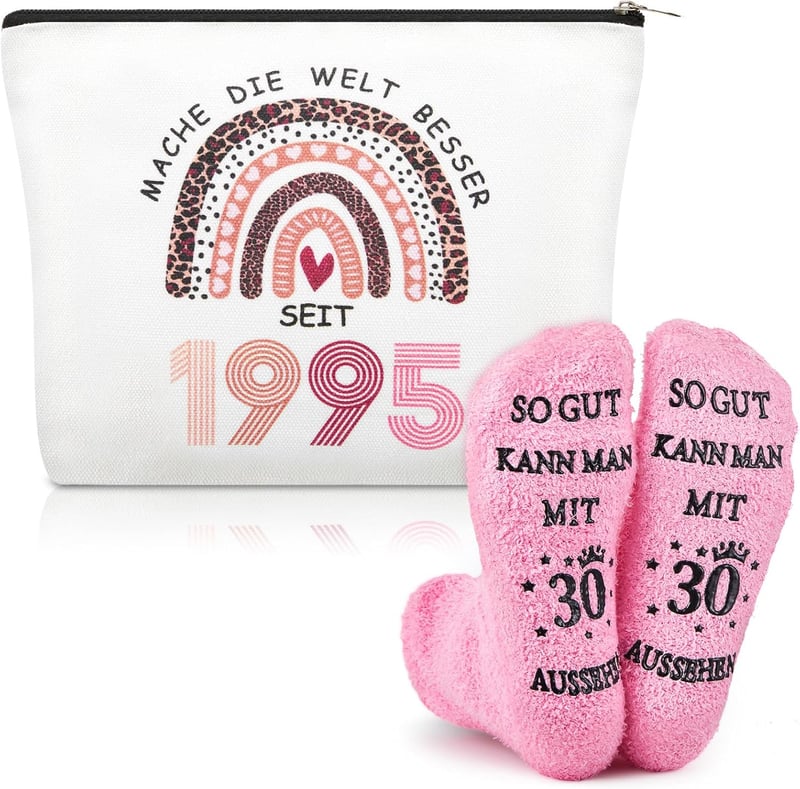 30. Geburtstag Geschenk für Frauen – Kosmetiktasche im Leopardenstil mit Socken