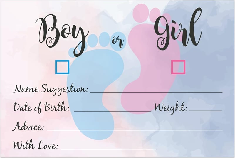 Gender Reveal Karten - 20 Vorhersagen für Babyfeier