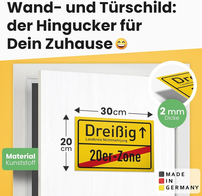 30. Geburtstag Schild 30 x 20 cm - Geschenkidee für Männer und Frauen