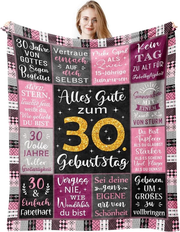 30. Geburtstag Geschenkdecke 150x130 CM für Frauen