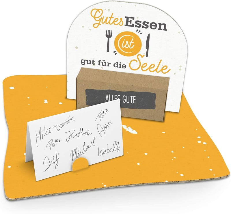 Geldgeschenk zum Geburtstag - Motiv Gutes Essen mit Gutschein und Stickerbogen