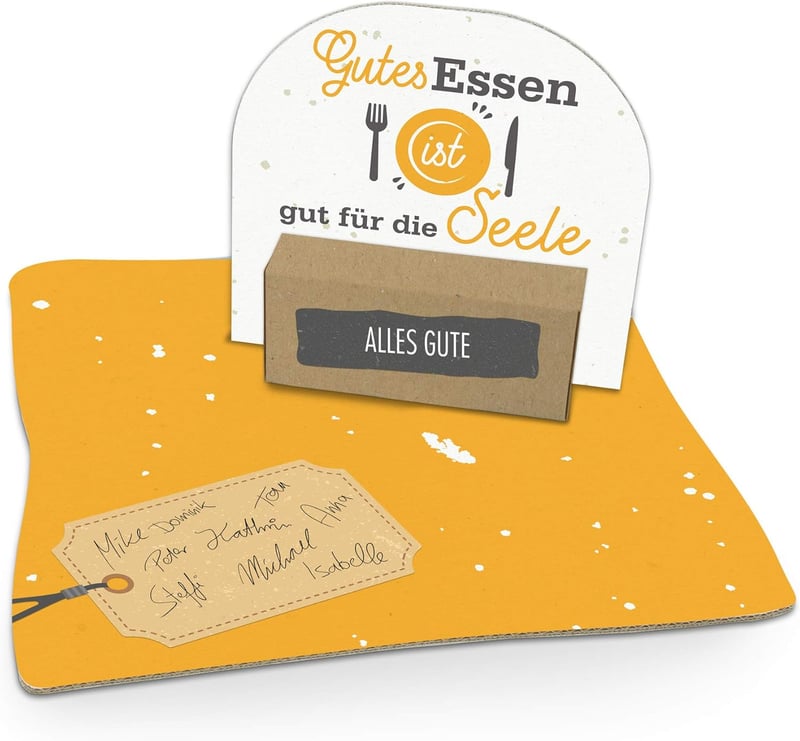 Geldgeschenk zum Geburtstag - Motiv Gutes Essen mit Gutschein und Stickerbogen