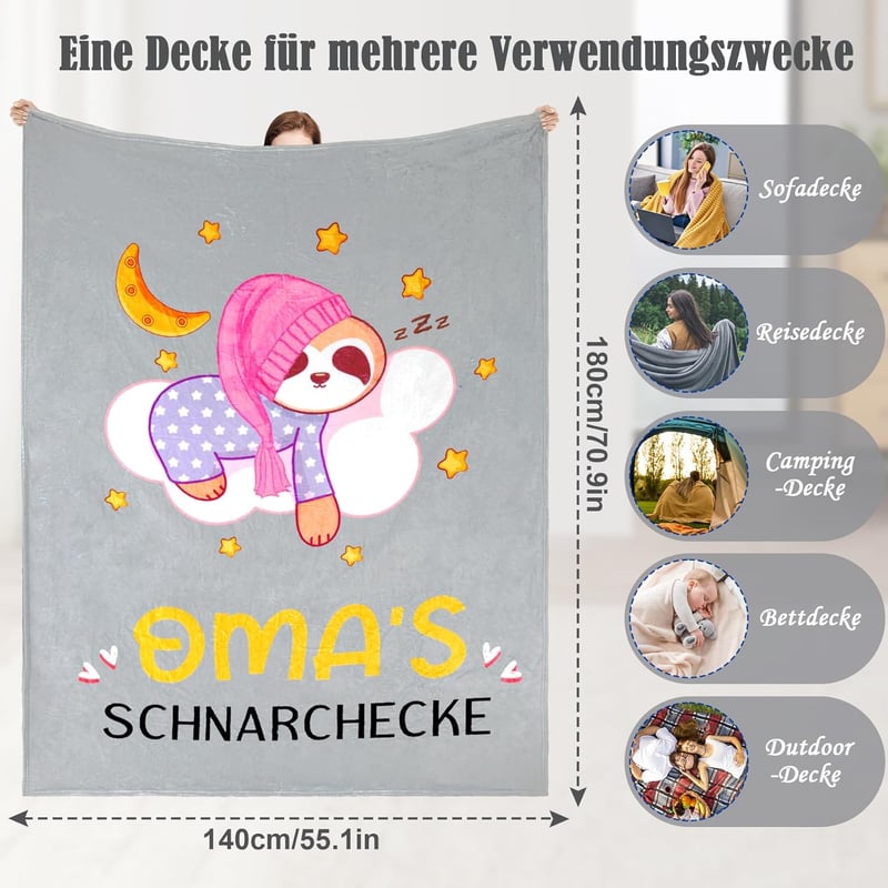 Personalisierte Decke für Oma zum Muttertag - 1,4 * 1,8 m