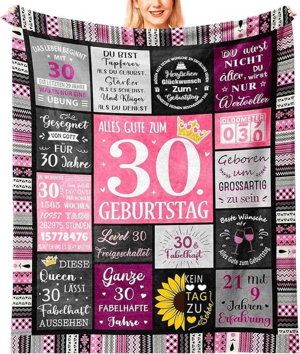 30. Geburtstag Kuscheldecke 150x130CM für Frauen