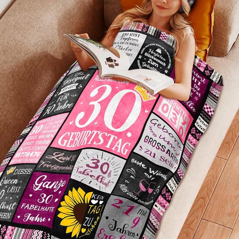 30. Geburtstag Kuscheldecke 150x130CM für Frauen
