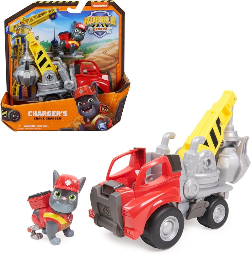 Rubble & Crew Kran-Baufahrzeug mit Charger-Figur für Kinder ab 3 Jahren