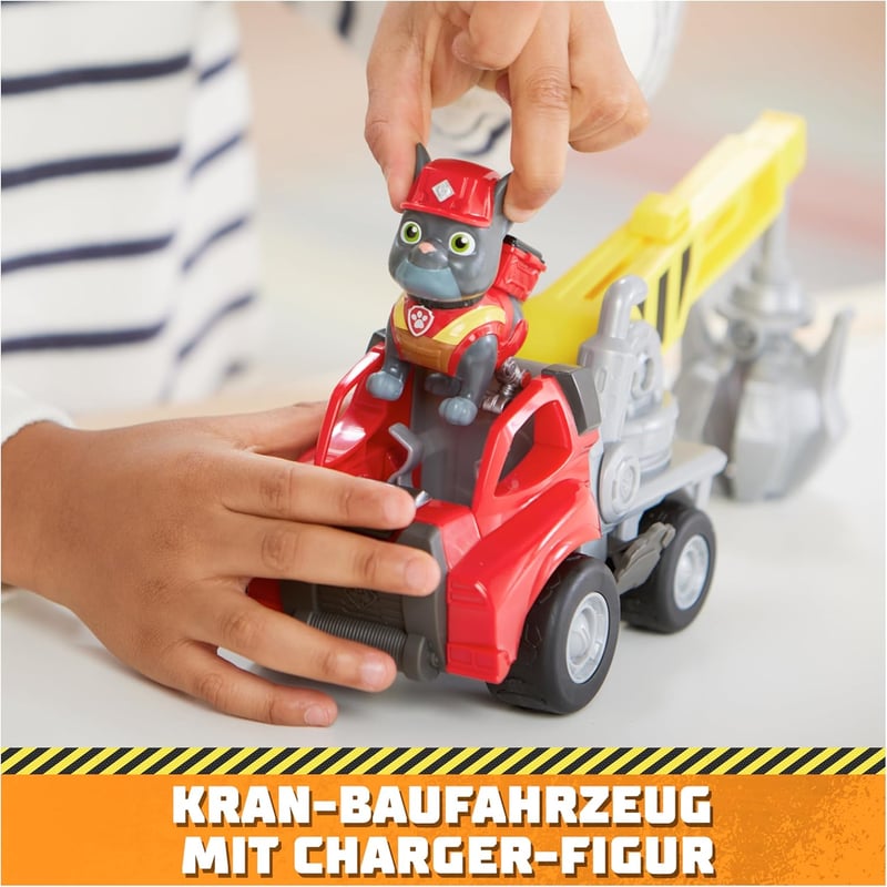 Rubble & Crew Kran-Baufahrzeug mit Charger-Figur für Kinder ab 3 Jahren