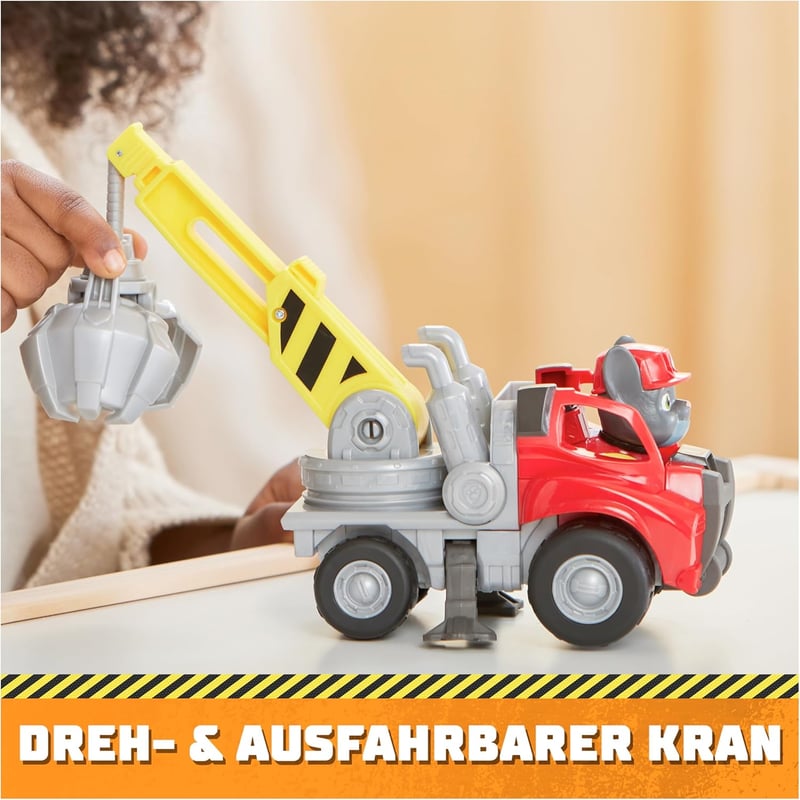 Rubble & Crew Kran-Baufahrzeug mit Charger-Figur für Kinder ab 3 Jahren