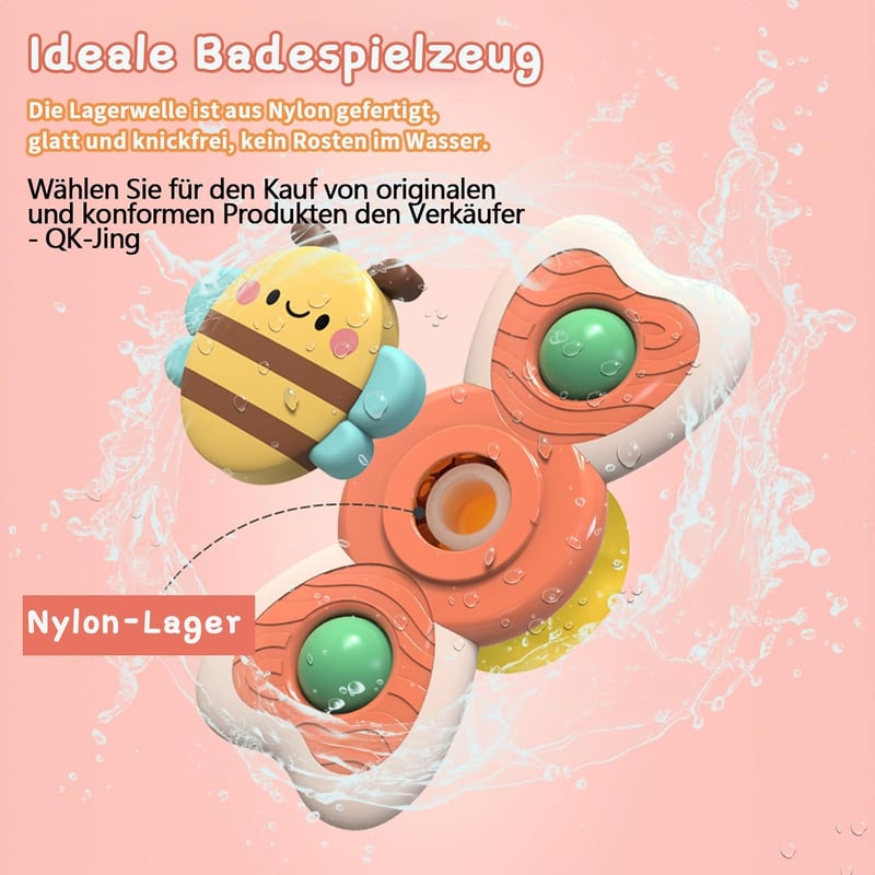 Sicheres Saugnapf Spielzeug für Babys ab 3 Monaten, 3er Set