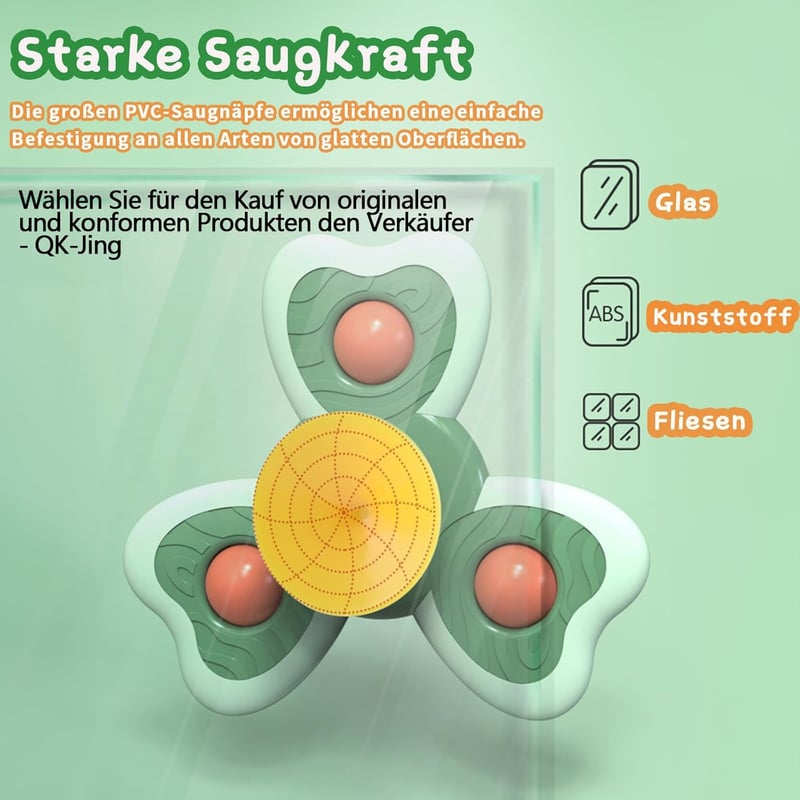 Sicheres Saugnapf Spielzeug für Babys ab 3 Monaten, 3er Set