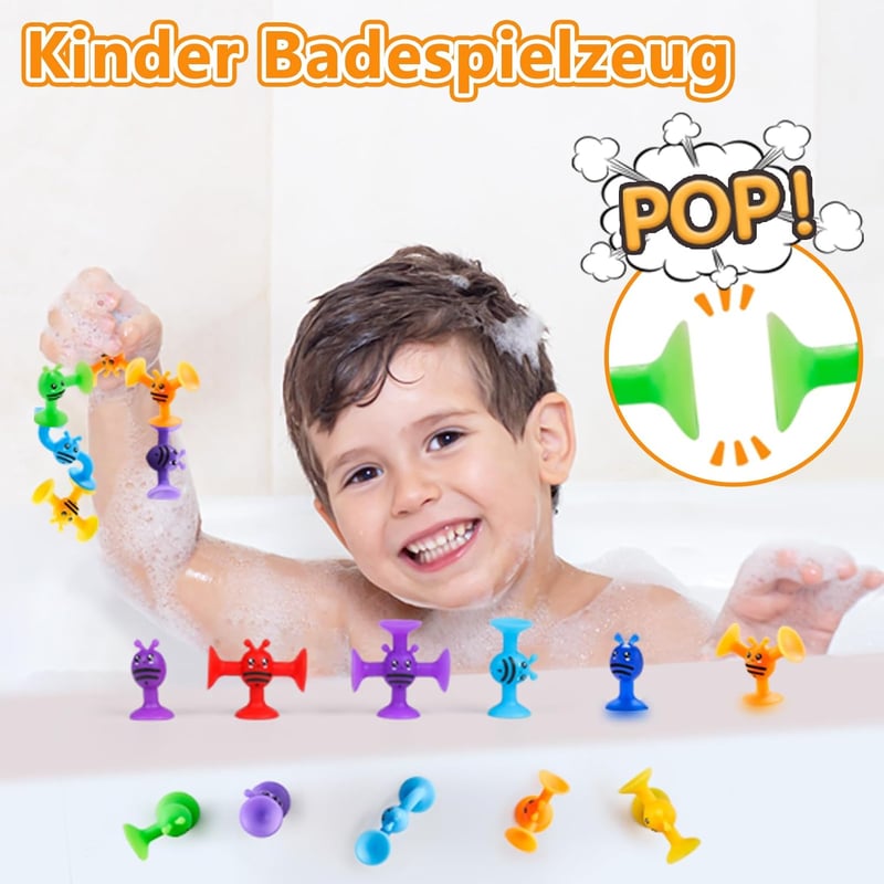 Montessori Silikonbausteine für Kinder, 40 Stück Saugnapf-Spielzeug