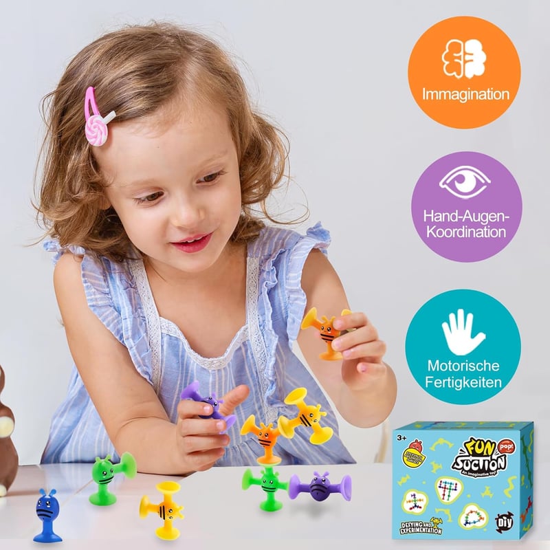 Montessori Silikonbausteine für Kinder, 40 Stück Saugnapf-Spielzeug