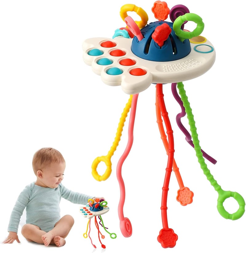 Silikon-Zugschnur-Spielzeug für Kleinkinder, Geschenk für die Feinmotorik