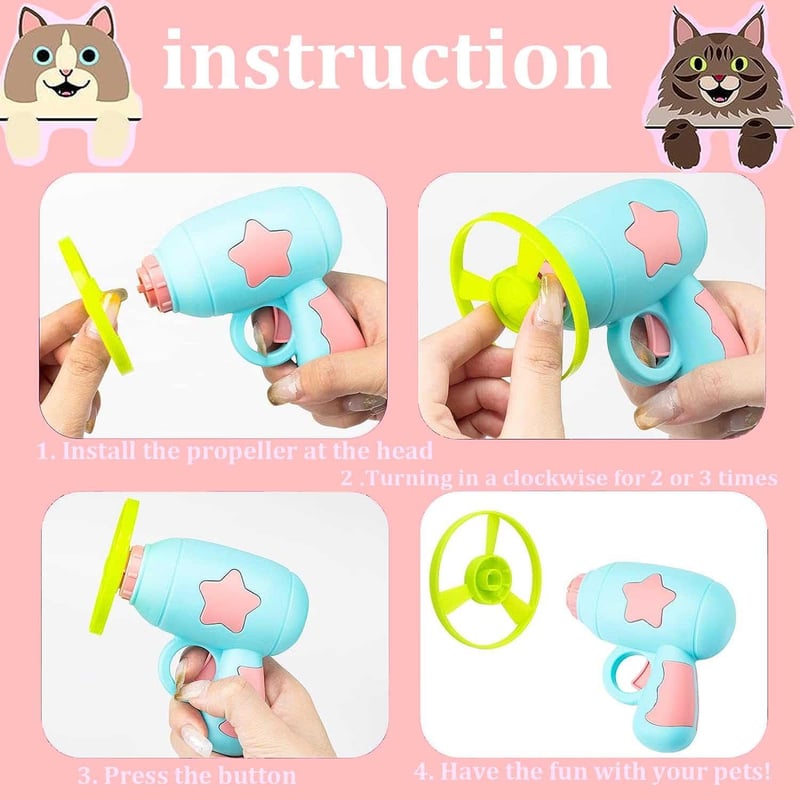 Interaktives Katzenspielzeug-Set mit 10 bunten Fliegern und Launcher