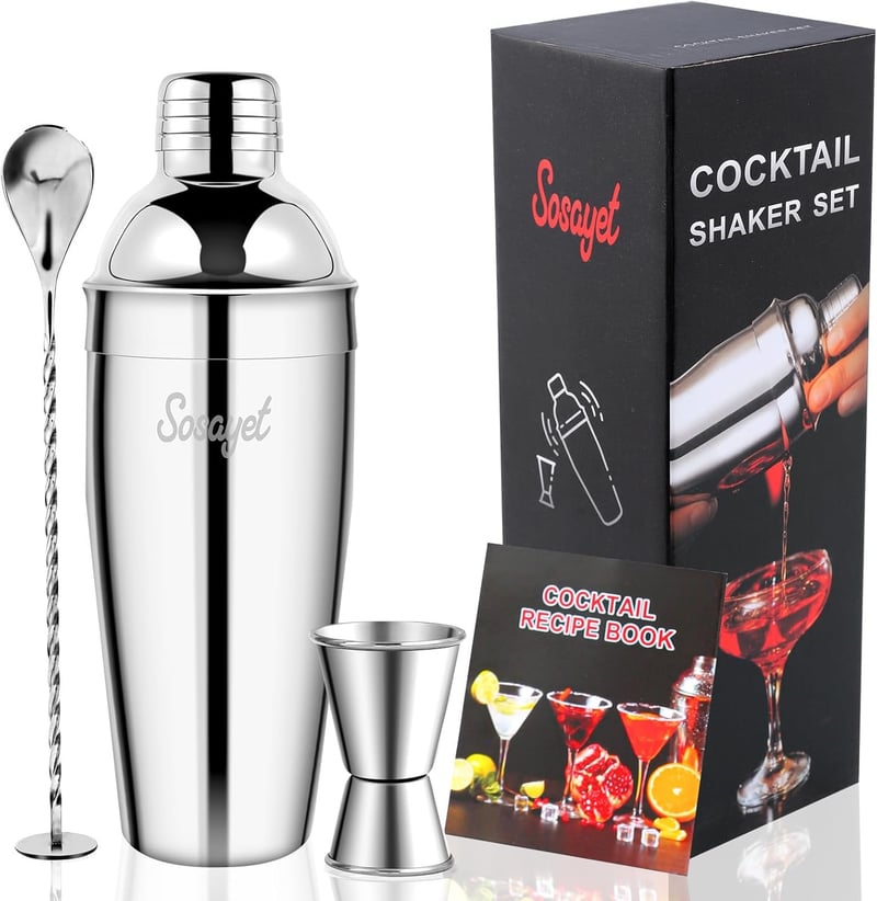 Edelstahl Cocktail Shaker Set, 750 mL – Premium Barkeeper Geschenke für Männer