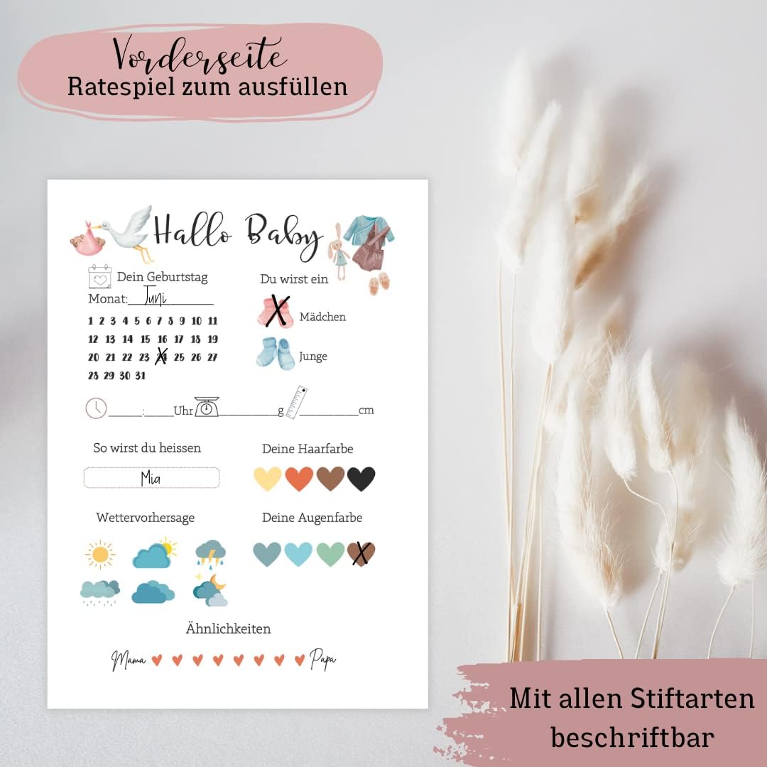 Babyparty Ratespielkarten - Gender Reveal, 25 Stück