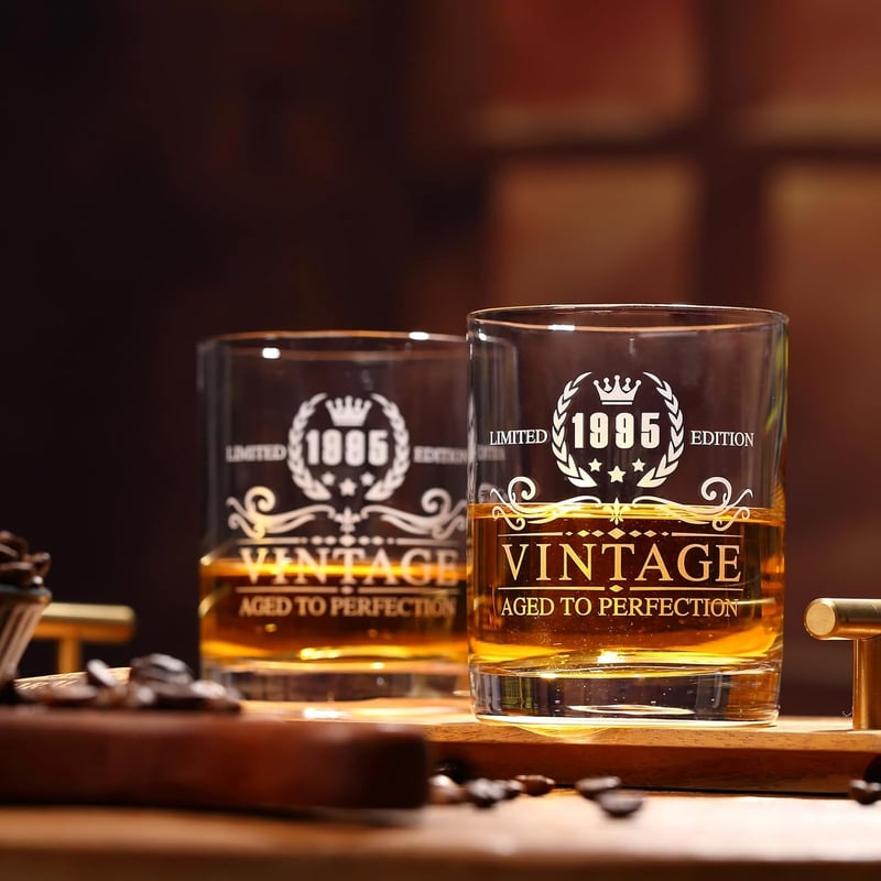 Vintage Whiskeyglas 1995 zum 30. Geburtstag für Männer, 325 ml