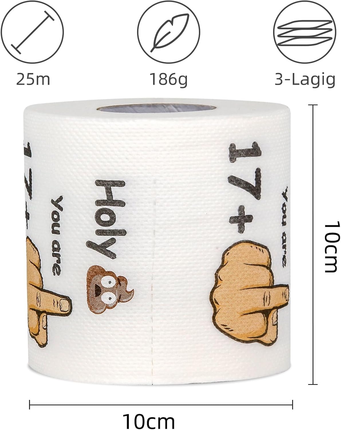 Lustiges Klopapier für den 30. Geburtstag - 250 Blatt, 3-lagig, witzige Dekoration