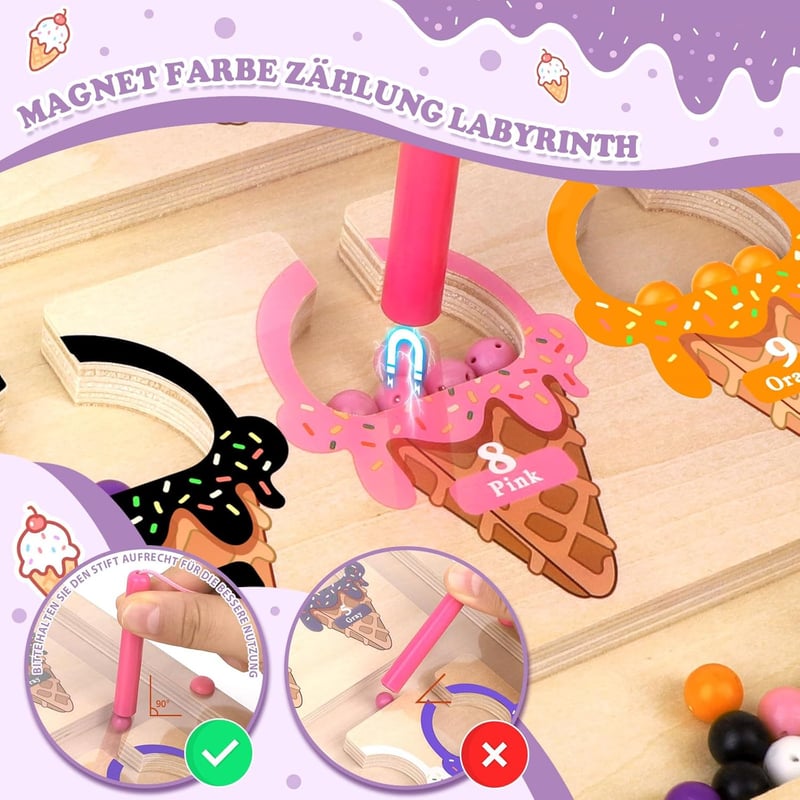 Montessori Magnetspiel Labyrinth für Kinder ab 3 Jahren – Lernspielzeug aus Holz