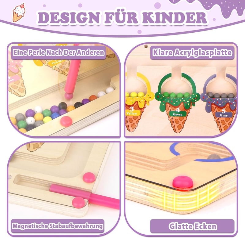 Montessori Magnetspiel Labyrinth für Kinder ab 3 Jahren – Lernspielzeug aus Holz